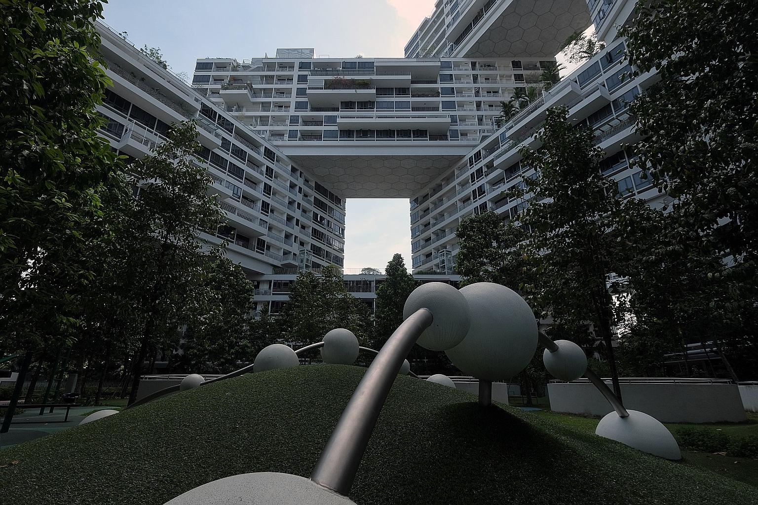 Mr Xu Zhigang claimed that he bought a $3 million apartment at The Interlace (above) to upgrade Ms Wang Fang's living standards as he regarded her as a sibling. ST PHOTO: GAVIN FOO