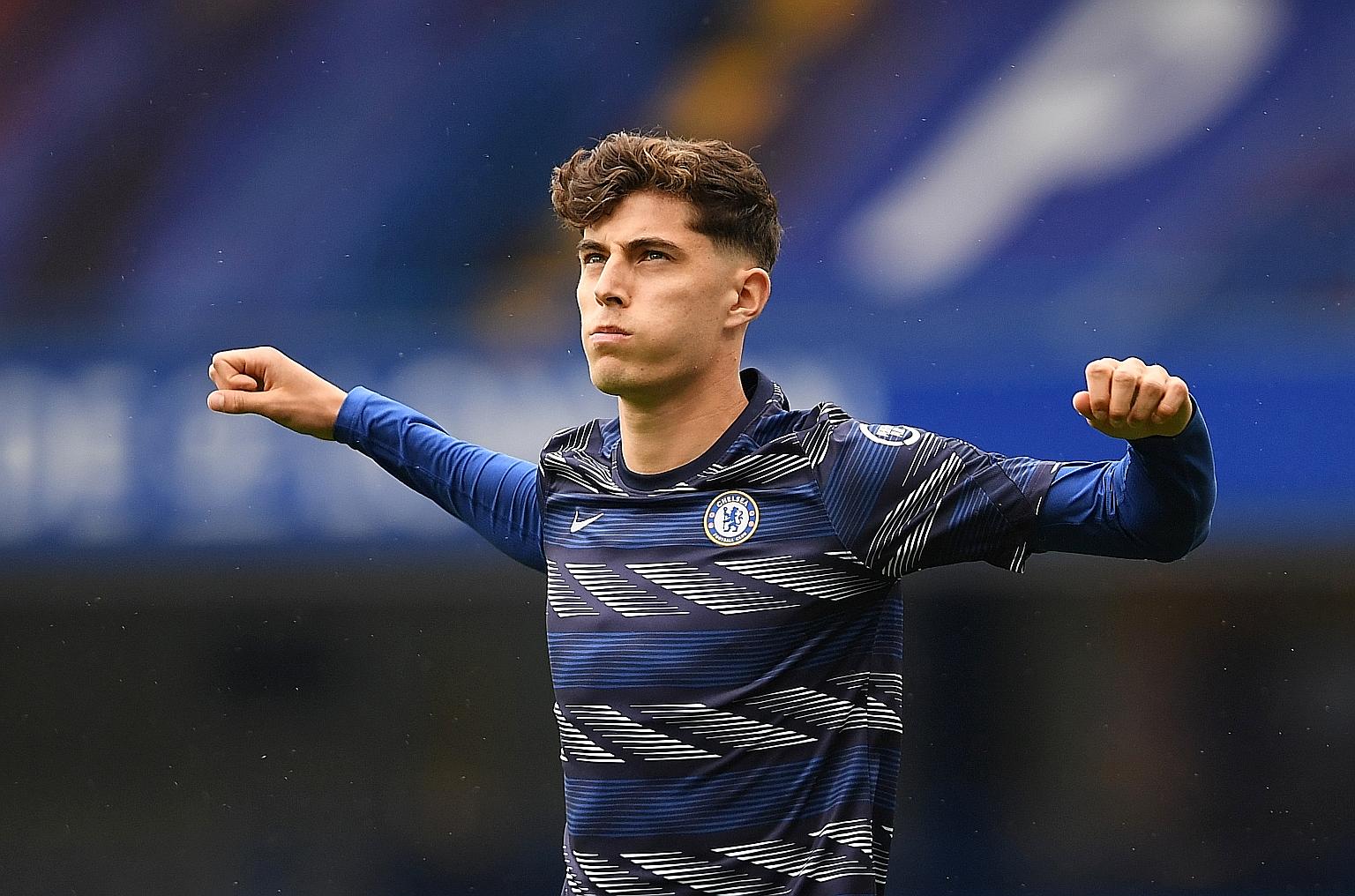 Chelsea forward Kai Havertz is back in training after a period of self-isolation for Covid-19. PHOTO: REUTERS