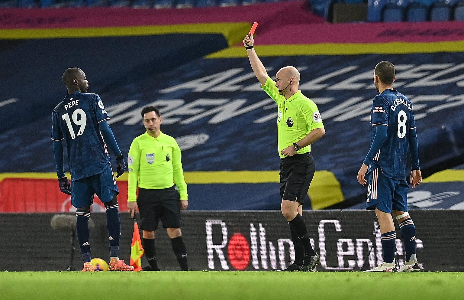 Arsenal's Nicolas Pepe given his marching orders for landing a headbutt on Ezgjan Alioski after a scuffle between the pair.