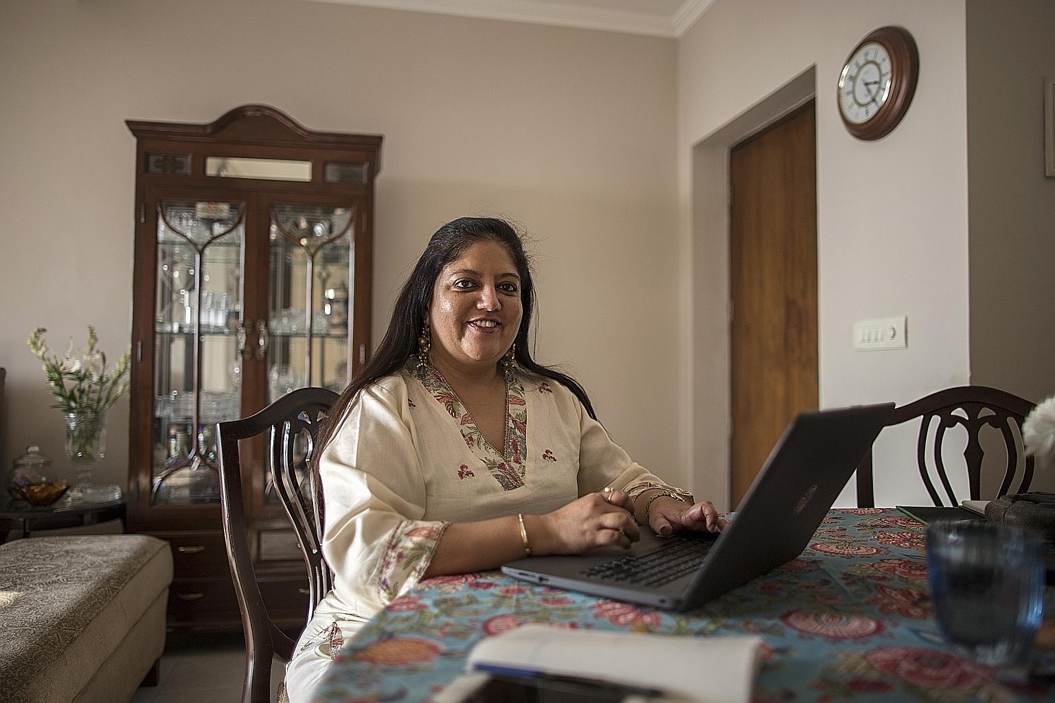 Ms Teena Likhari, an operations manager at WNS Global Services, working from her home in the city of Gurgaon, where she oversees a 100-member team in the city of Pune about 1,450km away. She is one of the early beneficiaries of India's decision to li