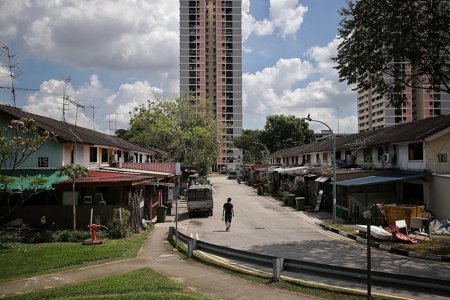 The land in Geylang Lorong 3 which the 191 terraced houses sit on will be returned to the state at the end of the year. ST PHOTO: KEVIN LIM