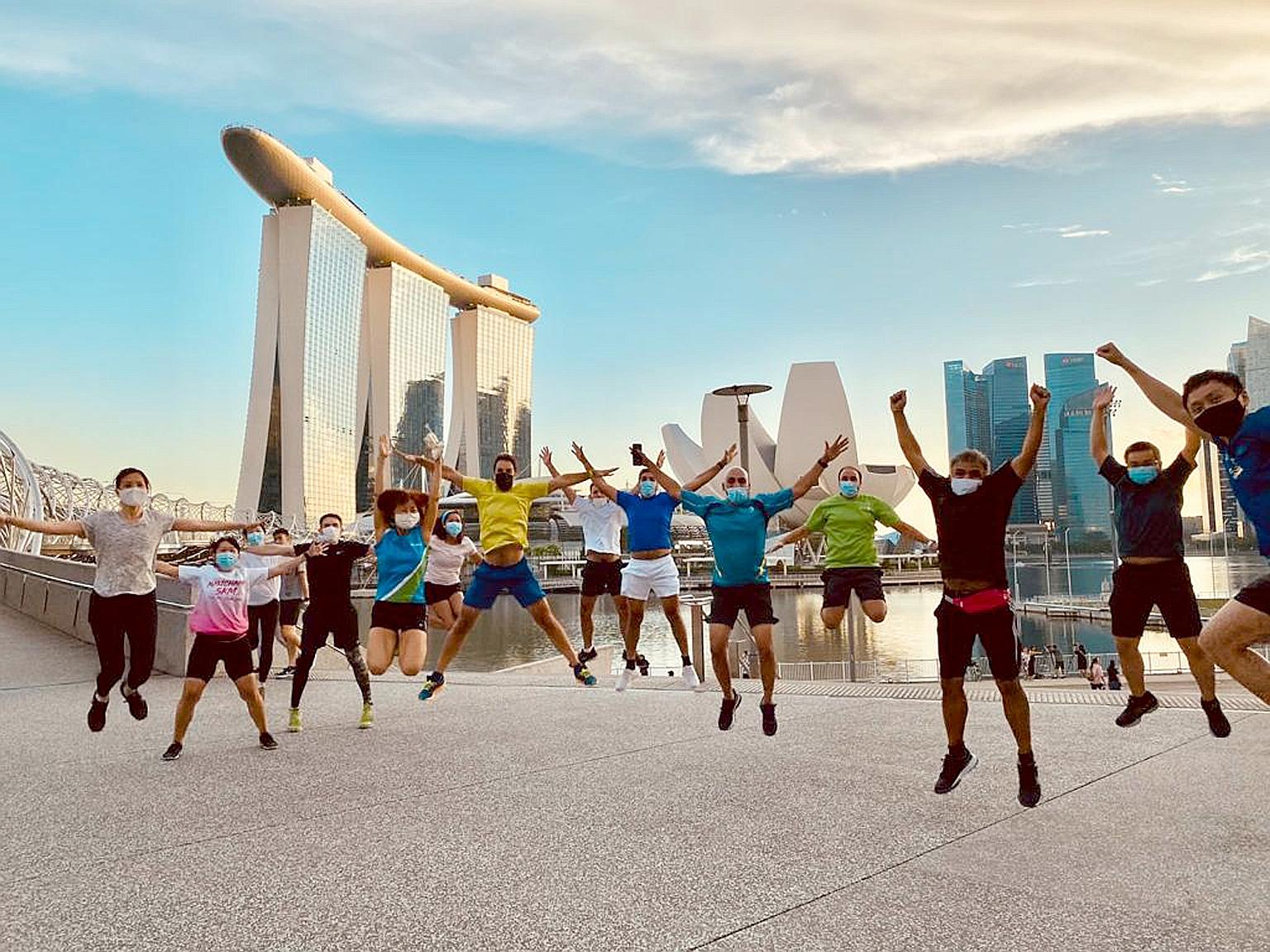 Eastern Pacific Shipping staff training for the walk "around the world" to raise funds for the ST School Pocket Money Fund and six other charities.