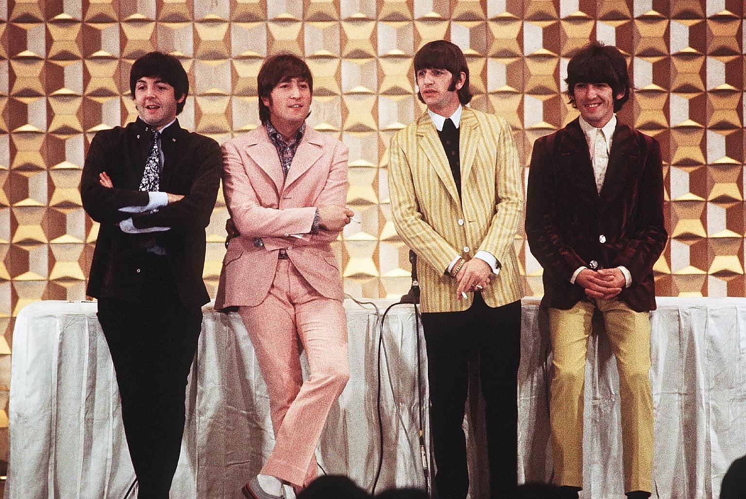 British band The Beatles' (from far left) Paul McCartney, John Lennon, Ringo Starr and George Harrison at a press conference in Tokyo, Japan, at the start of their tour in 1966. Lennon's career was cut short 40 years ago, when he was shot dead in New