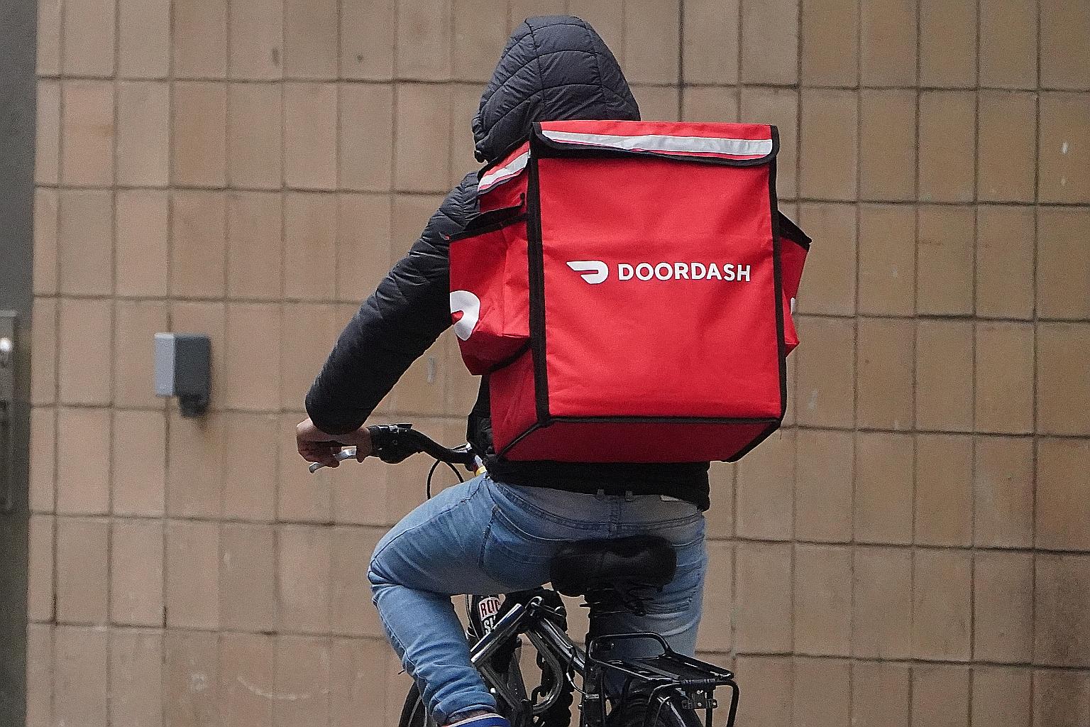 Food delivery start-up DoorDash sold 33 million shares on Tuesday for US$102 each after marketing them for US$90 to US$95, according to sources. Its initial public offering is one of the largest US tech listings this year. PHOTO: REUTERS