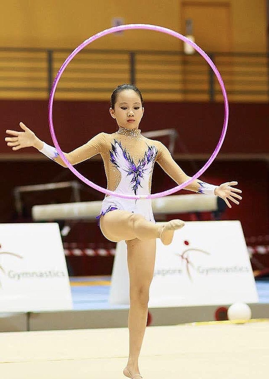 A young Kathryn Chia competing at the 2014 Singapore Open. During her active rhythmic gymnastics days, she constantly felt the pressure to lose weight and was always conscious about her food intake.