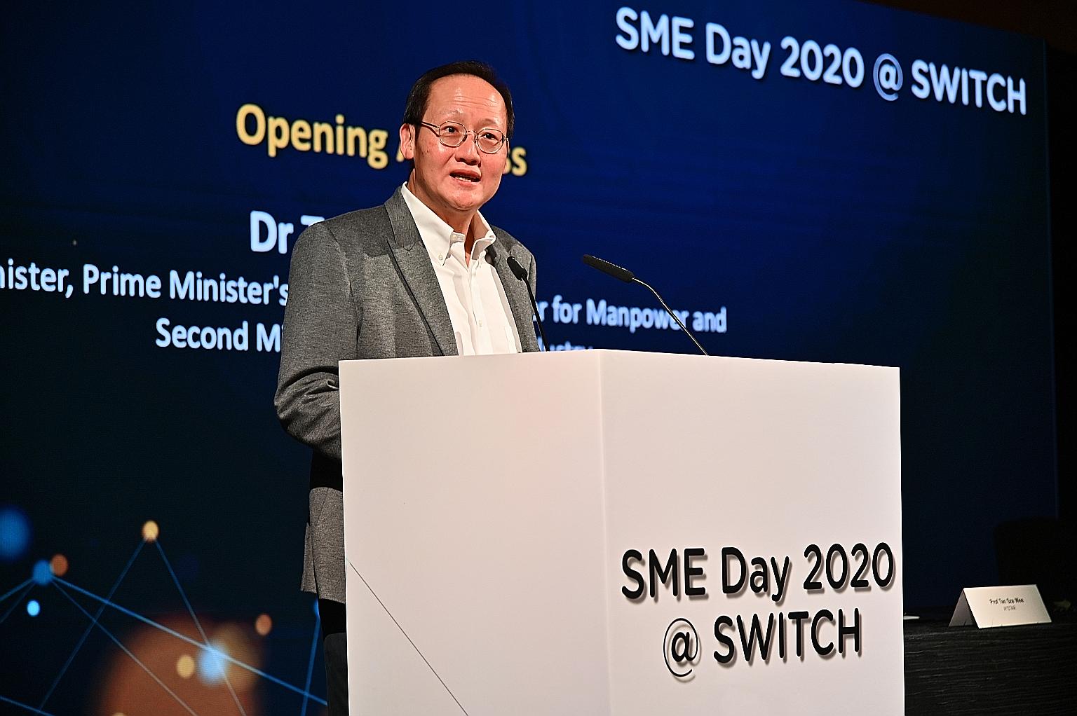 Second Minister for Trade and Industry Tan See Leng speaking at SME Day at Marina Bay Sands yesterday.
