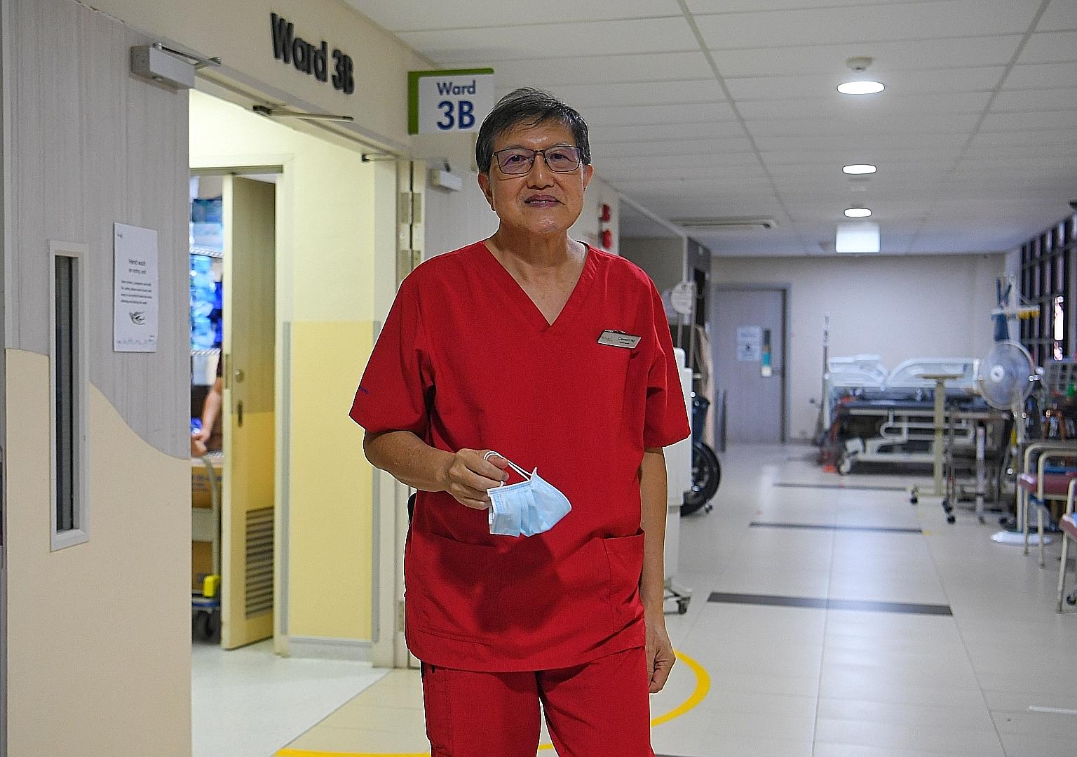Mr Clement Ng Cheng Chuan, who works as a staff nurse at St Luke's Hospital, said that age is not a barrier for those eyeing a career in the healthcare sector. "It is rewarding when the families appreciate what we have done for their loved ones," he