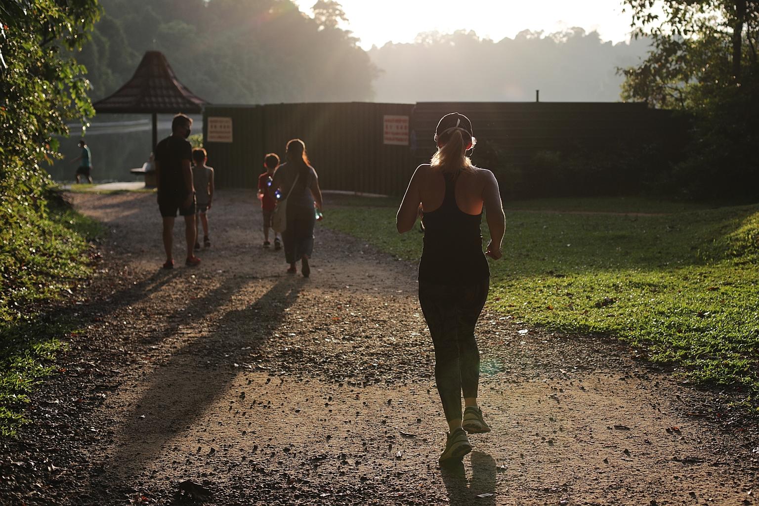 Running on trails (like at MacRitchie Reservoir, above) requires focus and a good core to maintain balance because of uneven terrain.