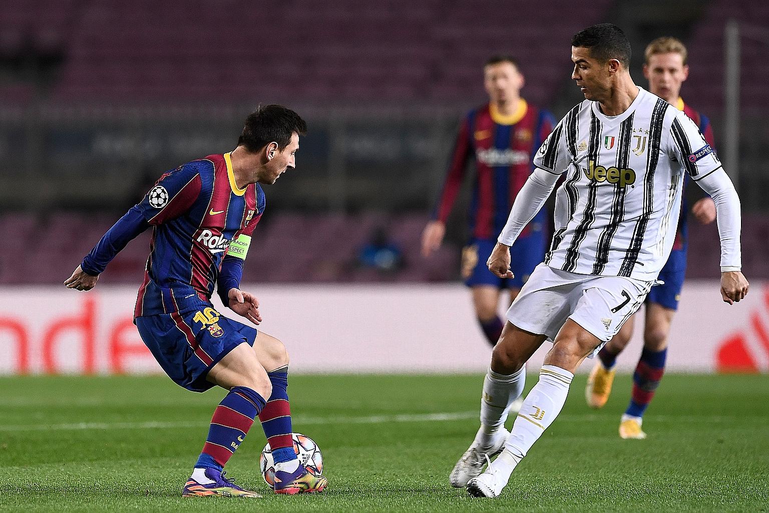 Barcelona's Lionel Messi coming up against Juventus' Cristiano Ronaldo in last week's Champions League match.