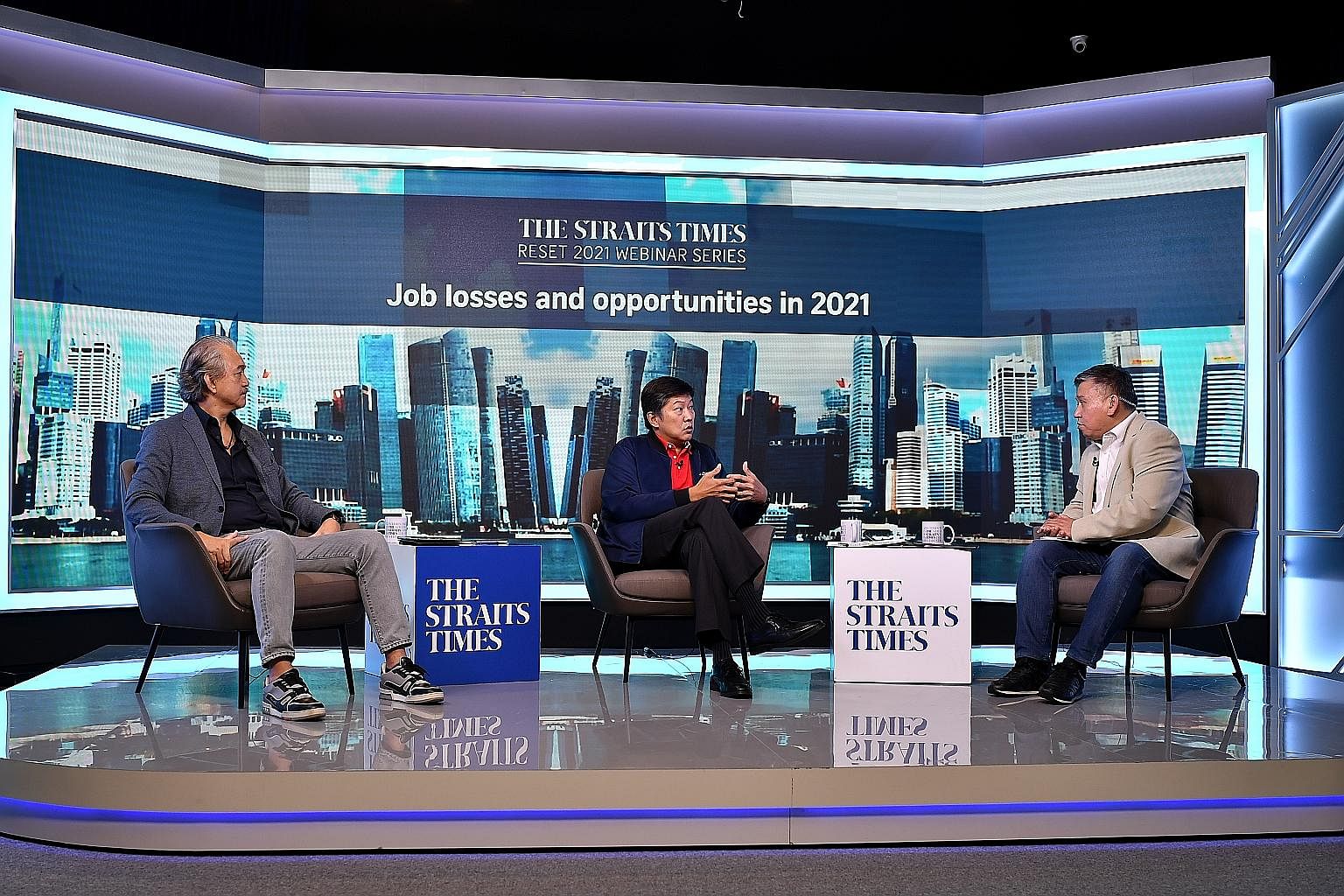 (From left) Singapore National Employers Federation president Robert Yap and labour chief Ng Chee Meng at a Straits Times webinar yesterday on job losses and opportunities in 2021, moderated by Straits Times assistant news editor Toh Yong Chuan. Mr N