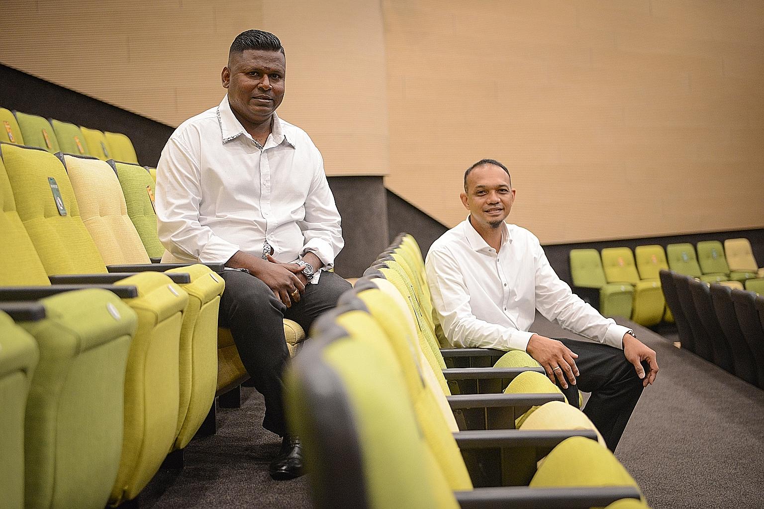 Mr Ravi Rajasagaran (left), 38, operations manager at cleaning company Clear3 Environment, and Mr Azlam Shah Alias, 41, founder of pest control firm AZantz Services, were yesterday given the Environmental Services Star Award. ST PHOTO: SHINTARO TAY