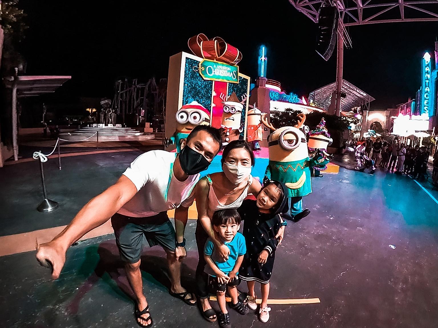 Mr Alvin Yap at Universal Studios Singapore last month with his wife Paige Chia, daughter Ashley and son Alphus. Ms Chia had used her $100 SingapoRediscovers vouchers to buy the tickets for the family, topping up the remainder in cash. PHOTO: COURTES
