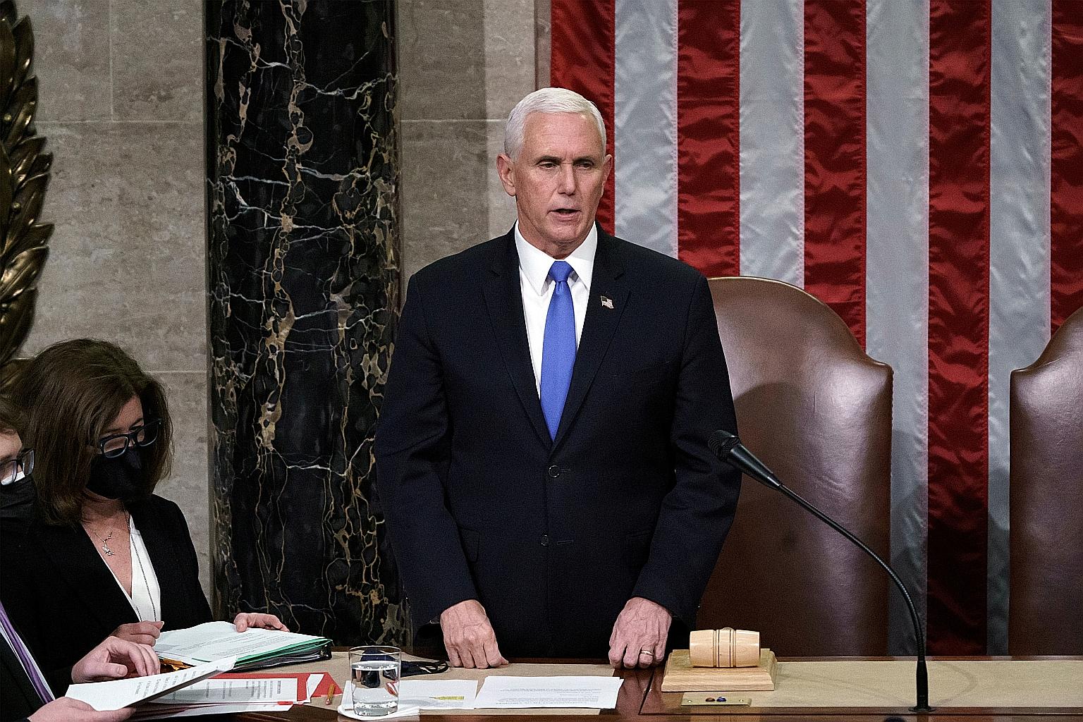 Vice-President Mike Pence (above) and President Donald Trump agreed that people who broke into the Capitol do not represent Mr Trump's "America First" movement, an official said.