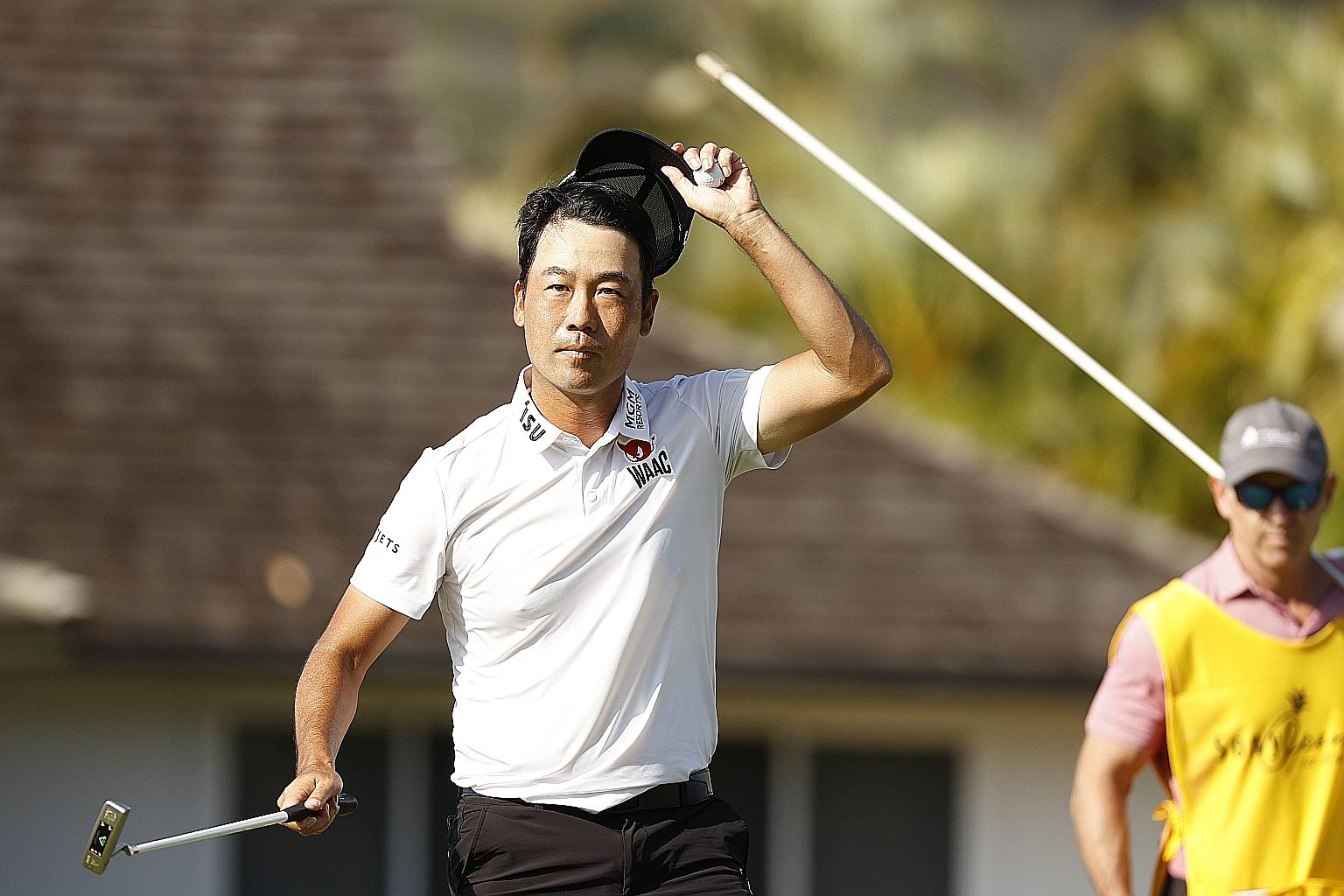 Kevin Na of the United States after winning the Sony Open in Hawaii with a five-under 65 final round for a 21-under total of 259. The win was the fifth on the PGA Tour for the 37-year-old.