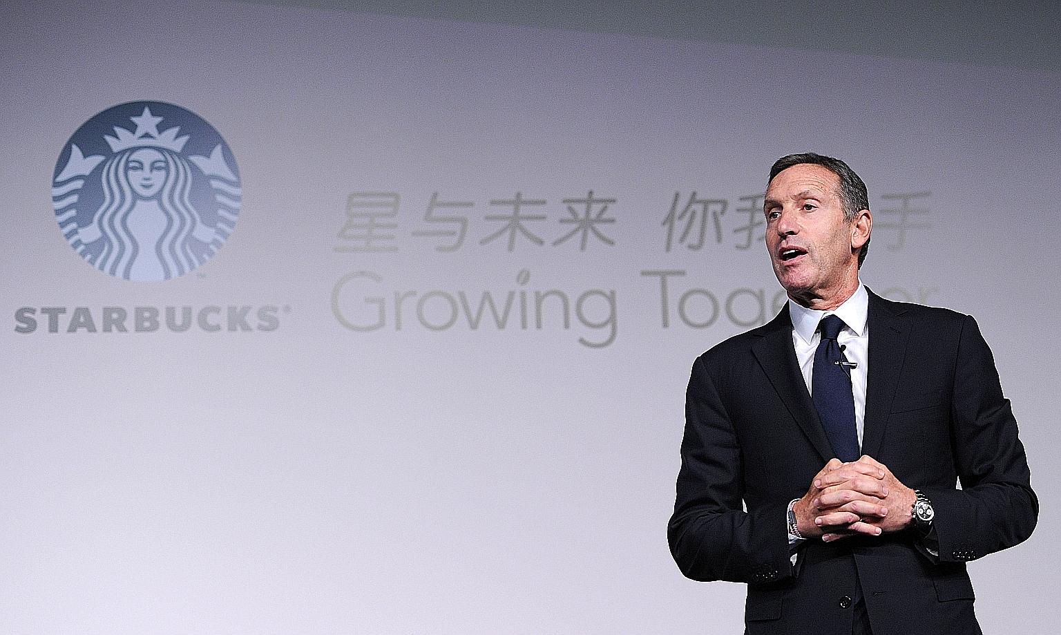 Chinese President Xi Jinping wrote to American billionaire Howard Schultz (left), chairman emeritus of coffee chain Starbucks, urging him and his company to "continue to play a positive role in advancing China-US economic and trade cooperation and bi