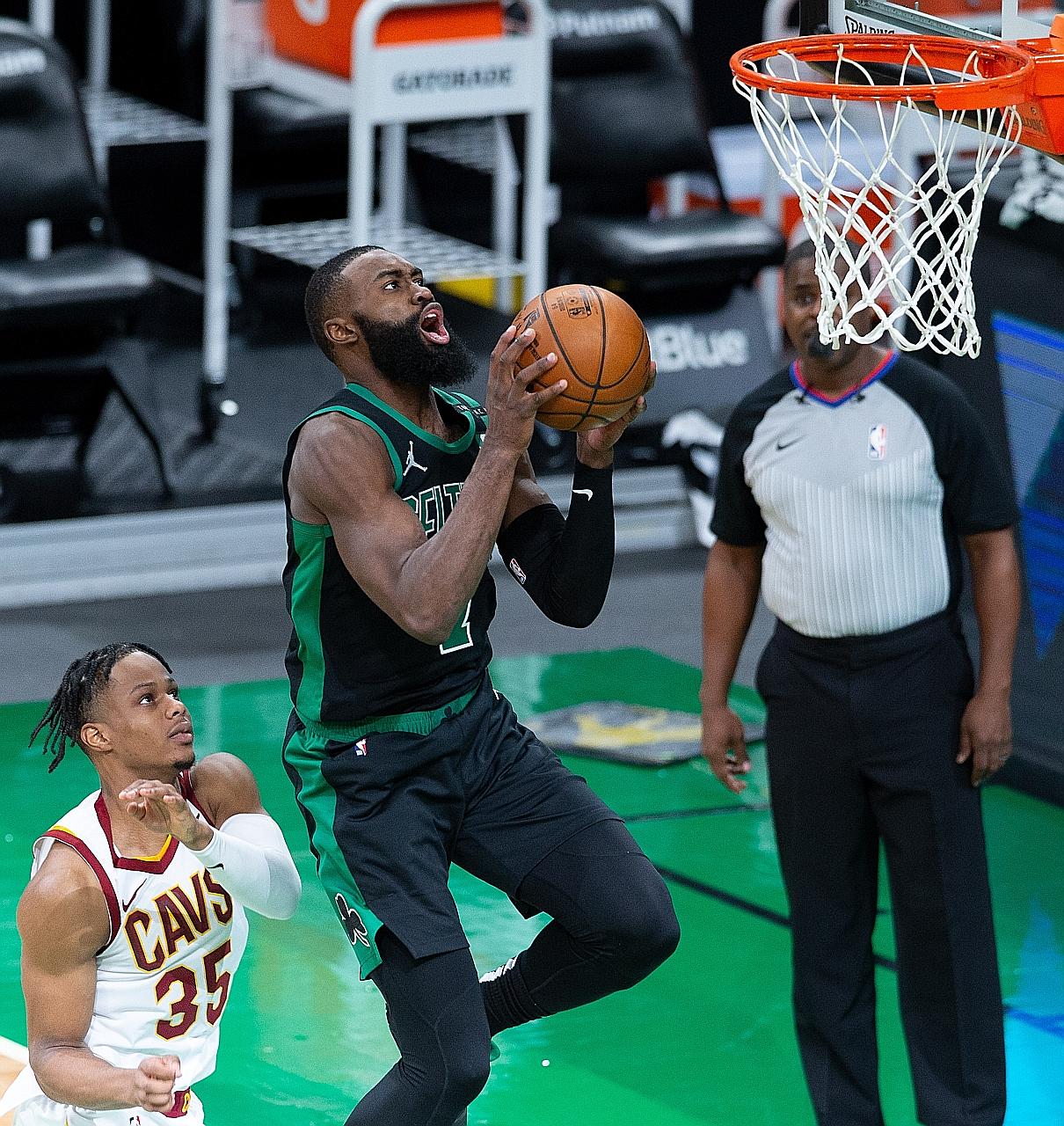 Boston guard Jaylen Brown's 33 points against Cleveland marked his seventh straight 20-point display and 13th in 15 games this season.