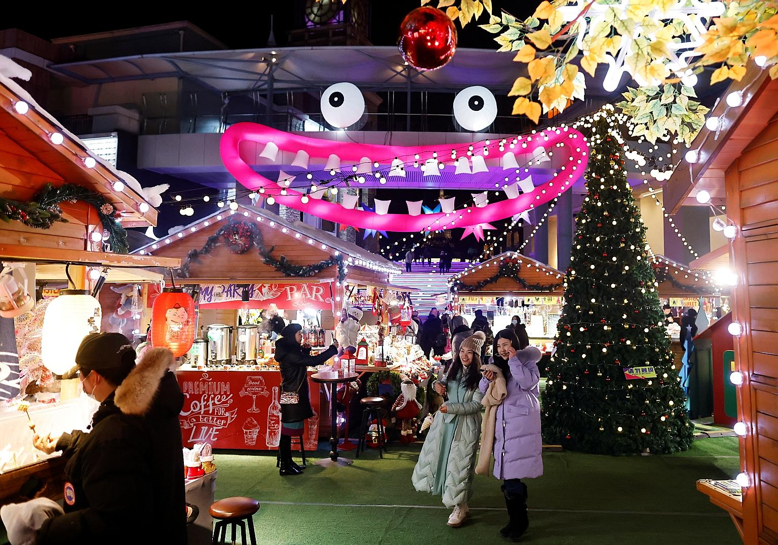 A Christmas market at a mall in the Chinese capital Beijing last month. BlackRock managing director and chief investment strategist for Asia-Pacific Ben Powell expects China's economic growth to be appreciably above the 7 per cent trend, noting that