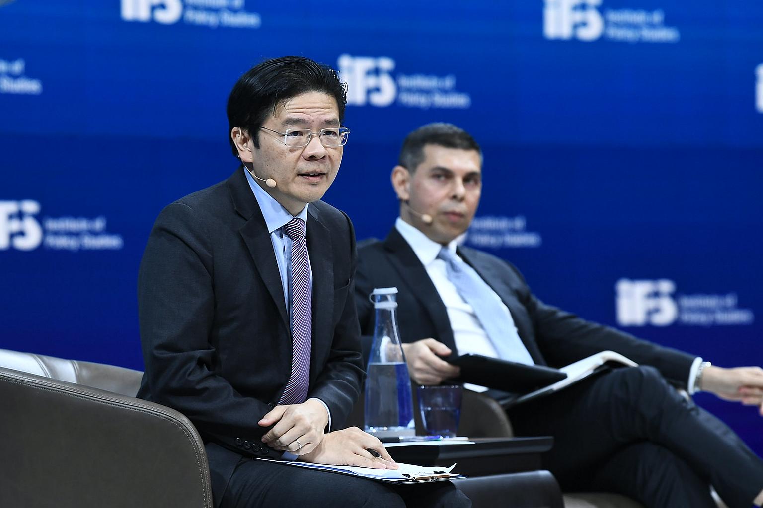 Education Minister Lawrence Wong speaking at the Singapore Perspectives conference that was chaired by editor-in-chief Warren Fernandez, on Jan 25, 2021. 