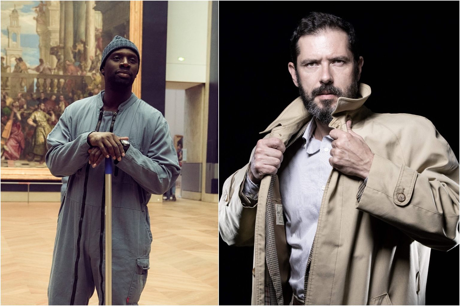 Hit French series include Lupin starting Omar Sy (left) and Ovni(s) starring French actor Melvil Poupaud (right).