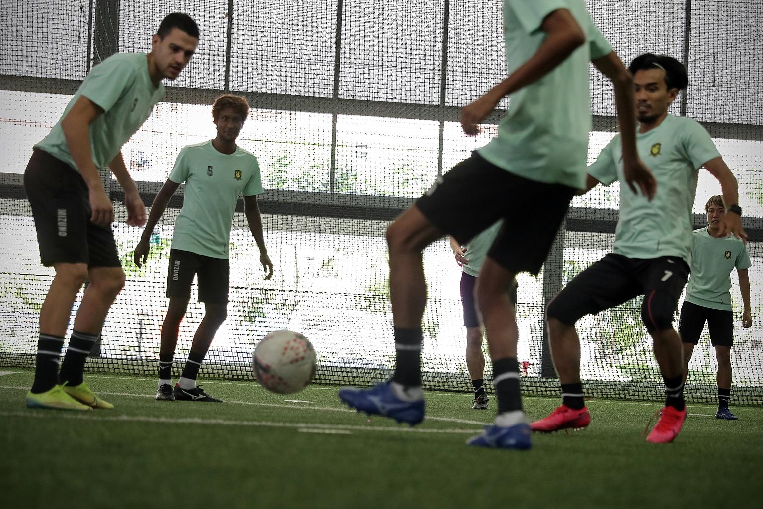Tampines Rovers players in training last year. They will play their AFC Champions League group stage matches in a centralised location.