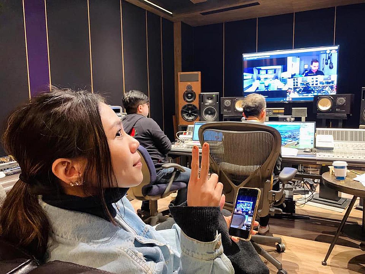 The concert on Saturday is Singaporean singer Tanya Chua's (left, foreground) fifth outing at the iconic Taipei Area. She has been posting photos on social media of the rehearsals.