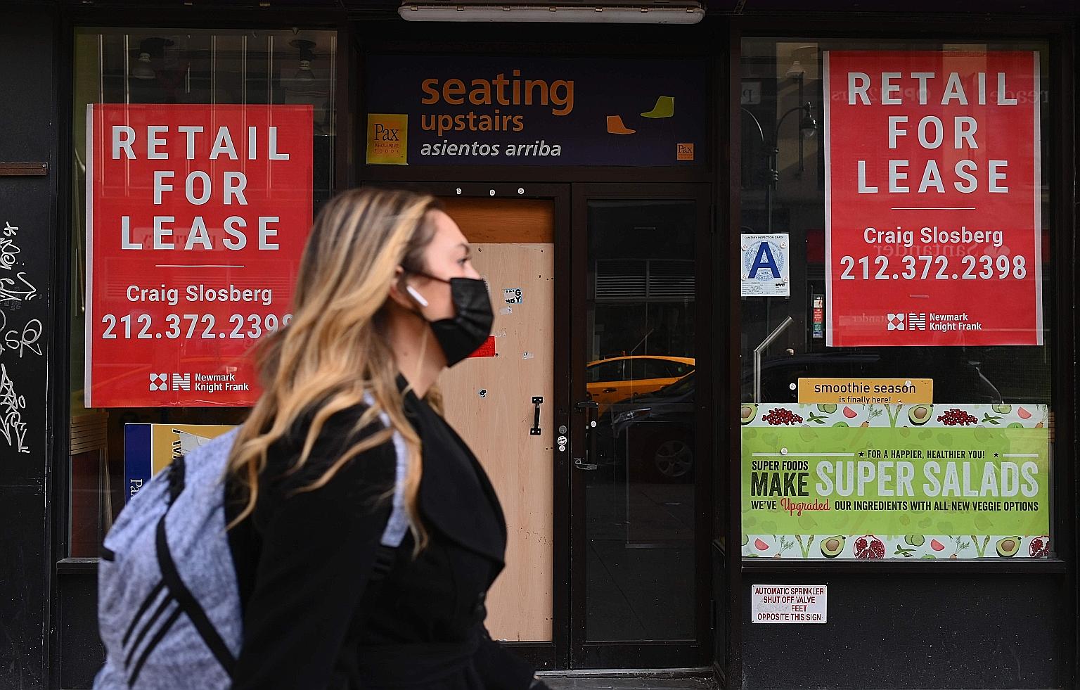 Retail space for lease in the midtown area of Manhattan in New York City. Consumer spending, which accounts for more than two-thirds of the United States economy, plunged 3.9 per cent, the worst performance since 1932.