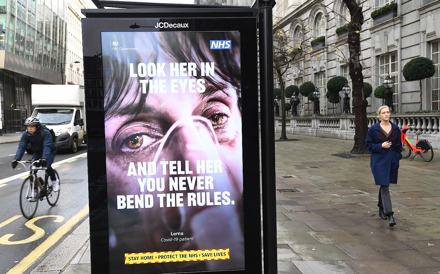 A National Health Service billboard in London on Thursday during the current national lockdown. The EU decided not to use emergency Brexit measures to restrict exports after an outcry in London, Belfast and Dublin.