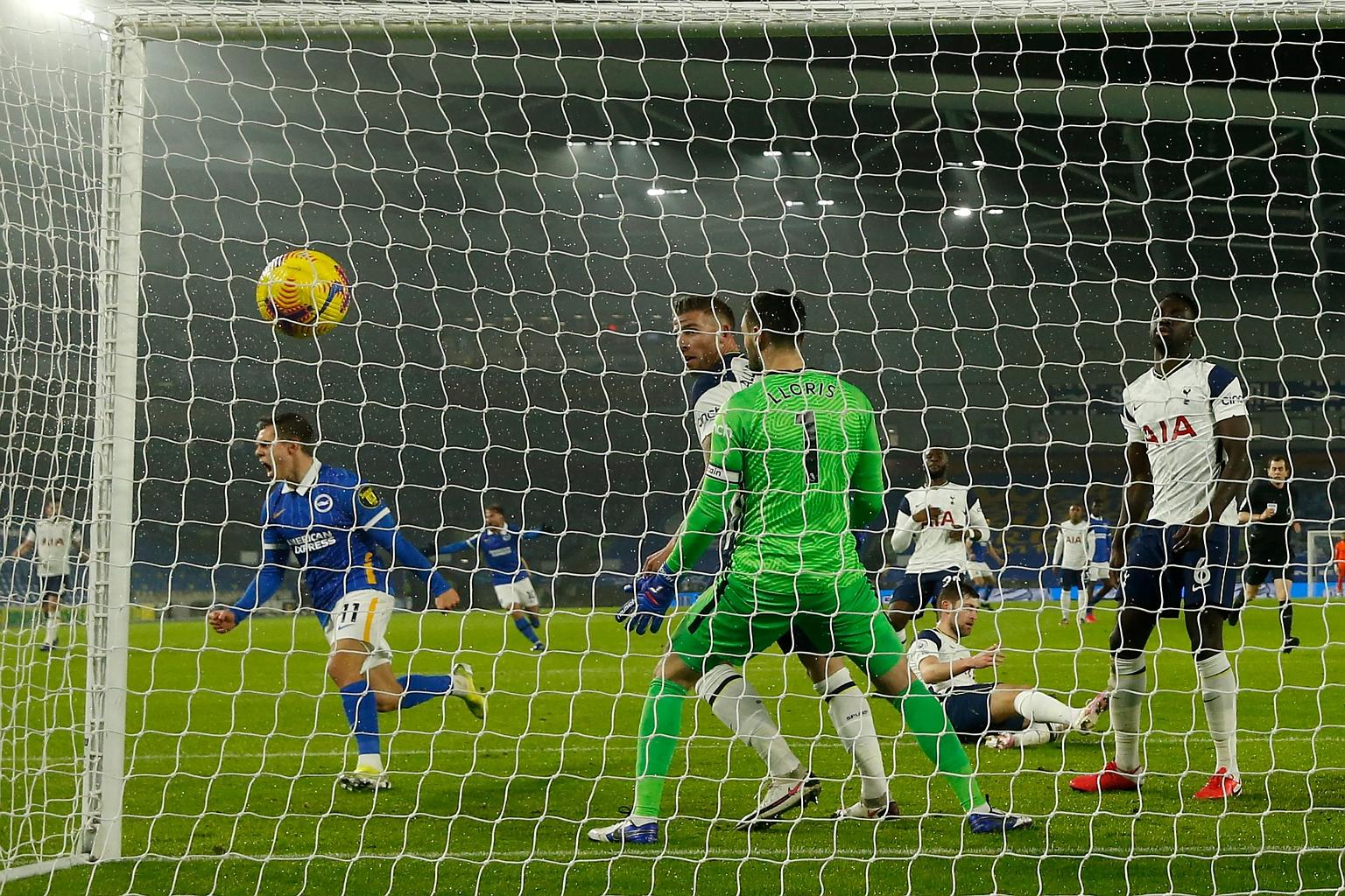 Leandro Trossard celebrating his winner against Spurs. Sunday's result was Brighton's first home league win in 225 days.