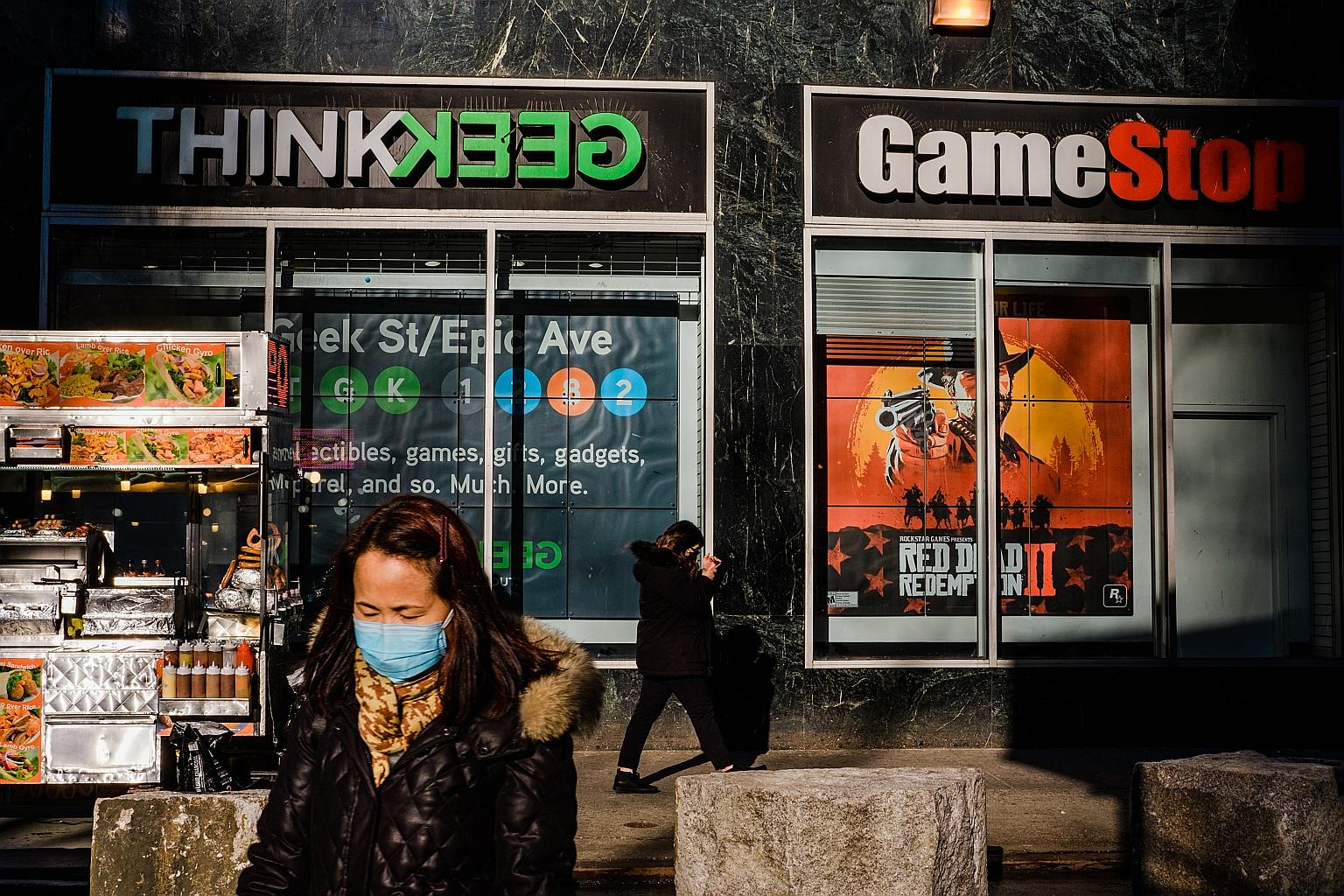 Stocks of video-game retailer GameStop fell 60 per cent on Tuesday, closing below US$100 for the first time in a week. Several other Reddit favourites - including AMC Entertainment and clothing retailer Express - also tumbled. The saga is likely to e