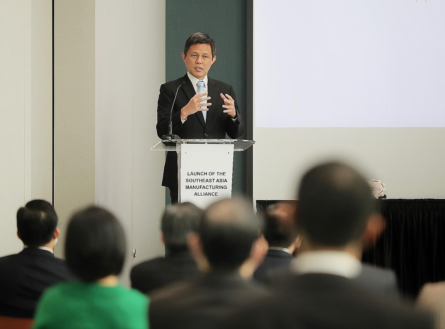 Trade and Industry Minister Chan Chun Sing said the South-east Asia Manufacturing Alliance will be key in Singapore's vision to become a global business, innovation and talent hub for advanced manufacturing by 2030.