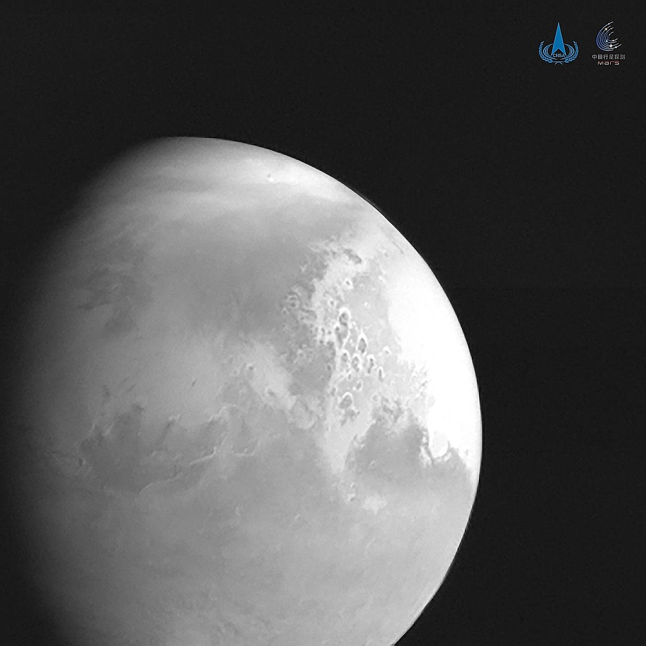 A handout photo from CNSA showing an image of Mars captured by the Tianwen-1.