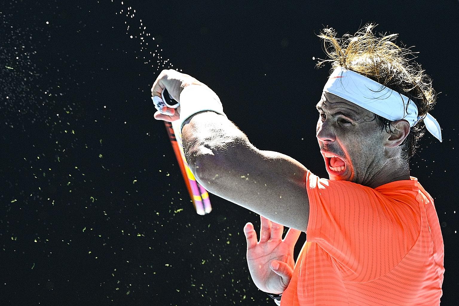 Spain's Rafael Nadal in action against Serbia's Laslo Djere in the first round of the Australian Open. He won 6-3, 6-4, 6-1.