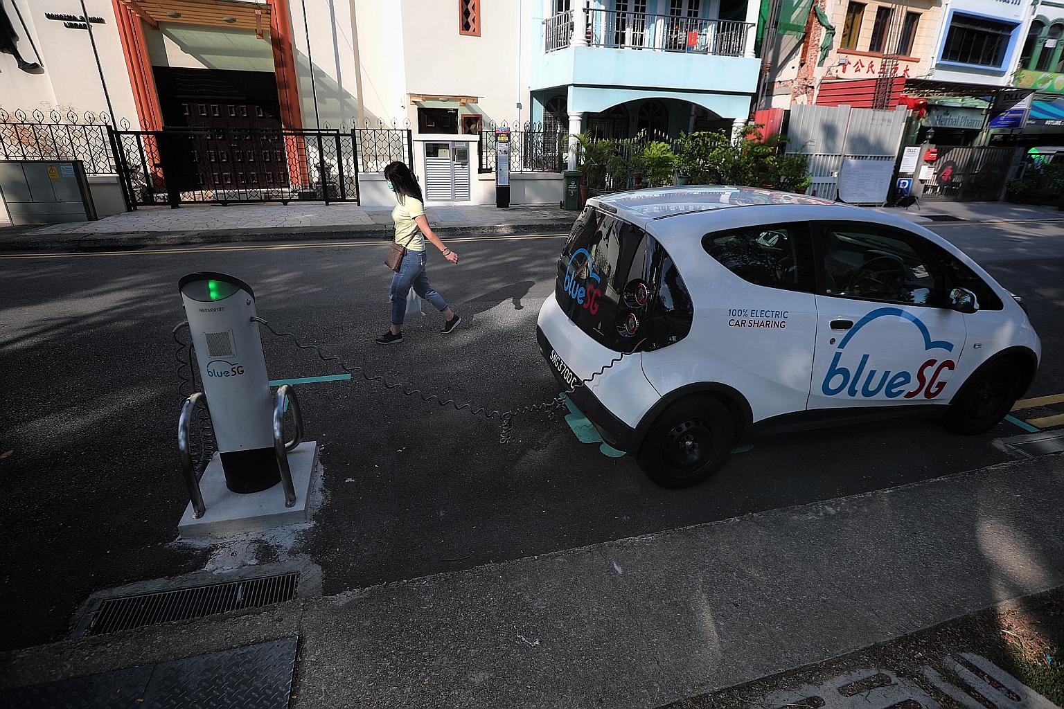 An electric vehicle charging point. The Government said all new cars registered from 2030 will have to be "cleaner-energy models", but did not specify what these are.