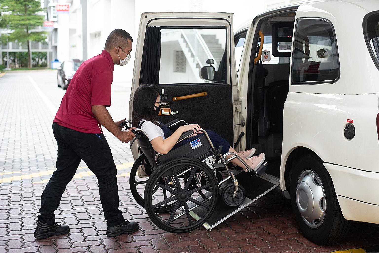 Grab is trialling GrabAssist Plus, which does not require wheelchair users to dismount before getting into the vehicle. But there are only 10 vehicles available for the trial and trips are limited to between a passenger's home and selected healthcare