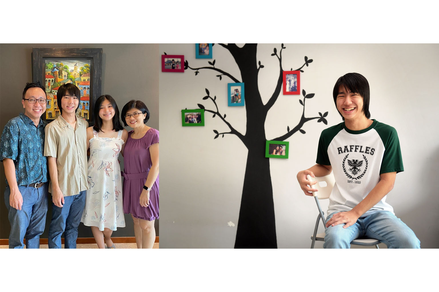 Joshua Teo, 18, with his parents, Mr Jason Teo and Mrs Aileen Teo, both 48, and his sister Jaden, 16. Joshua, who has a congenital condition that affects his hearing and the appearance of his ears, says he is grateful that his parents did not limit h