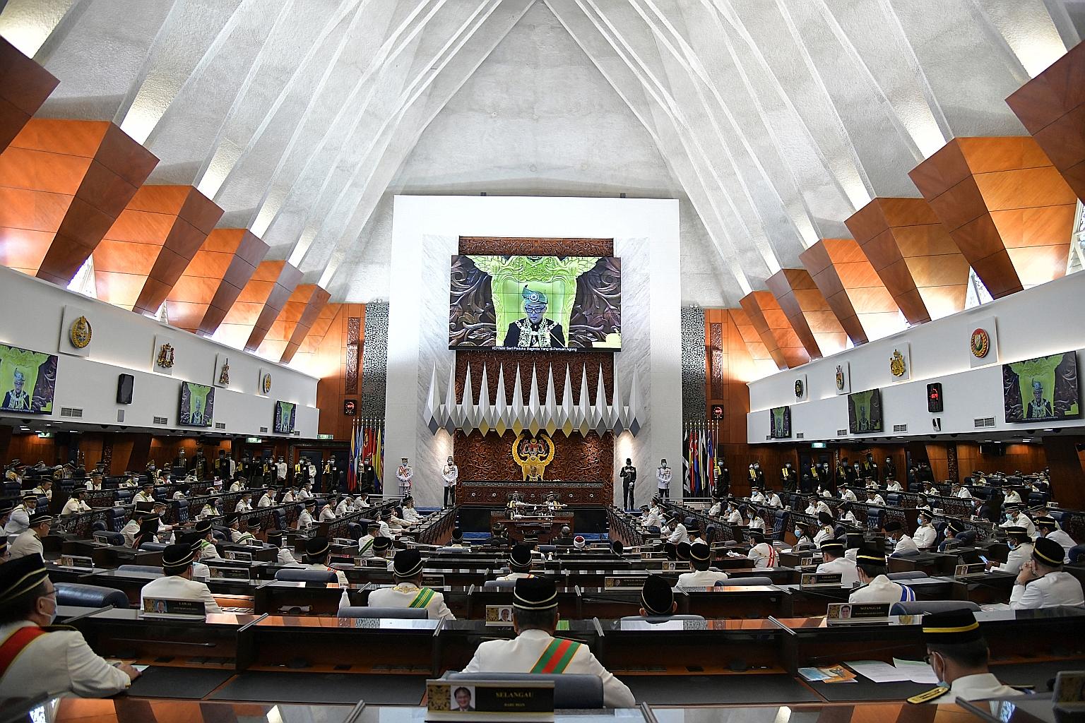 Malaysia's King, Sultan Abdullah Ahmad Shah, delivering a speech during the opening of the third term of the 14th parliamentary session in Kuala Lumpur in May last year. The events in Malaysia last February that led to a change of government midstrea