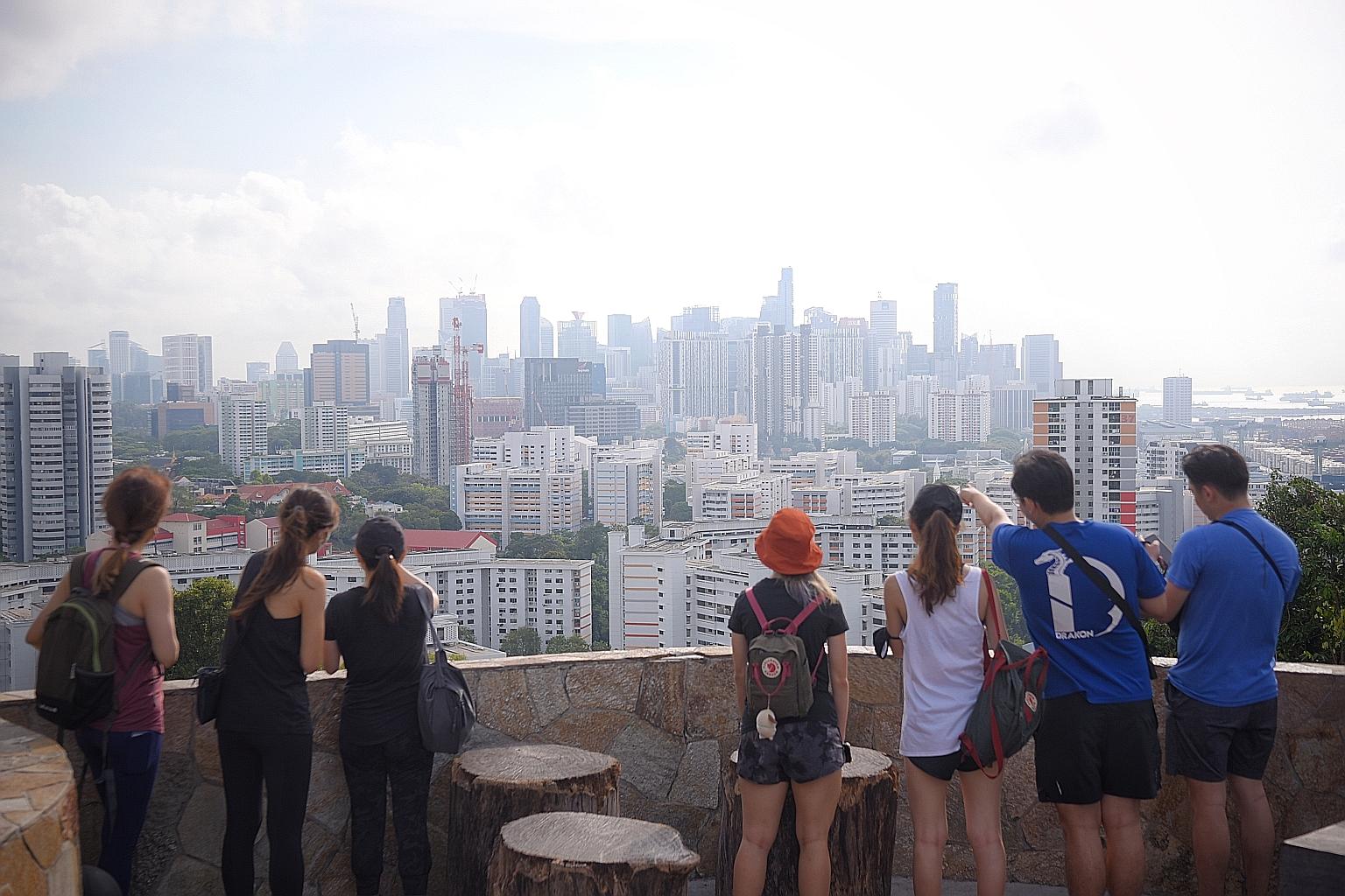 The view from Mount Faber at 9am yesterday. The 24-hour Pollutant Standards Index for the southern region was 51, in the moderate 51 to 100 range, at that time. ST PHOTO: MARK CHEONG