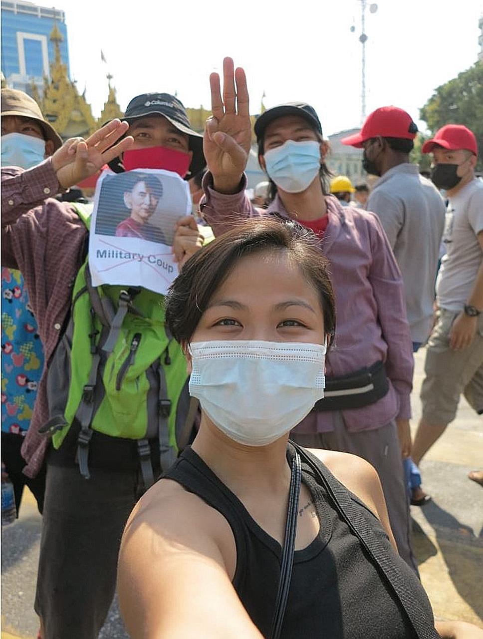 Singaporean Joyann Lim, a digital marketer in Myanmar, photographed the rallies in the initial weeks but stopped when the violence escalated. PHOTO: COURTESY OF JOYANN LIM