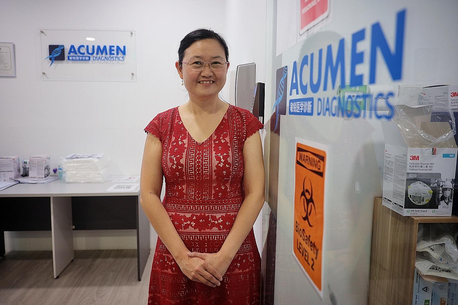 Dr Ong Siew Hwa, CEO and chief scientist of Acumen Diagnostics, which opened a Covid-19 clinical lab yesterday and will take on more staff.