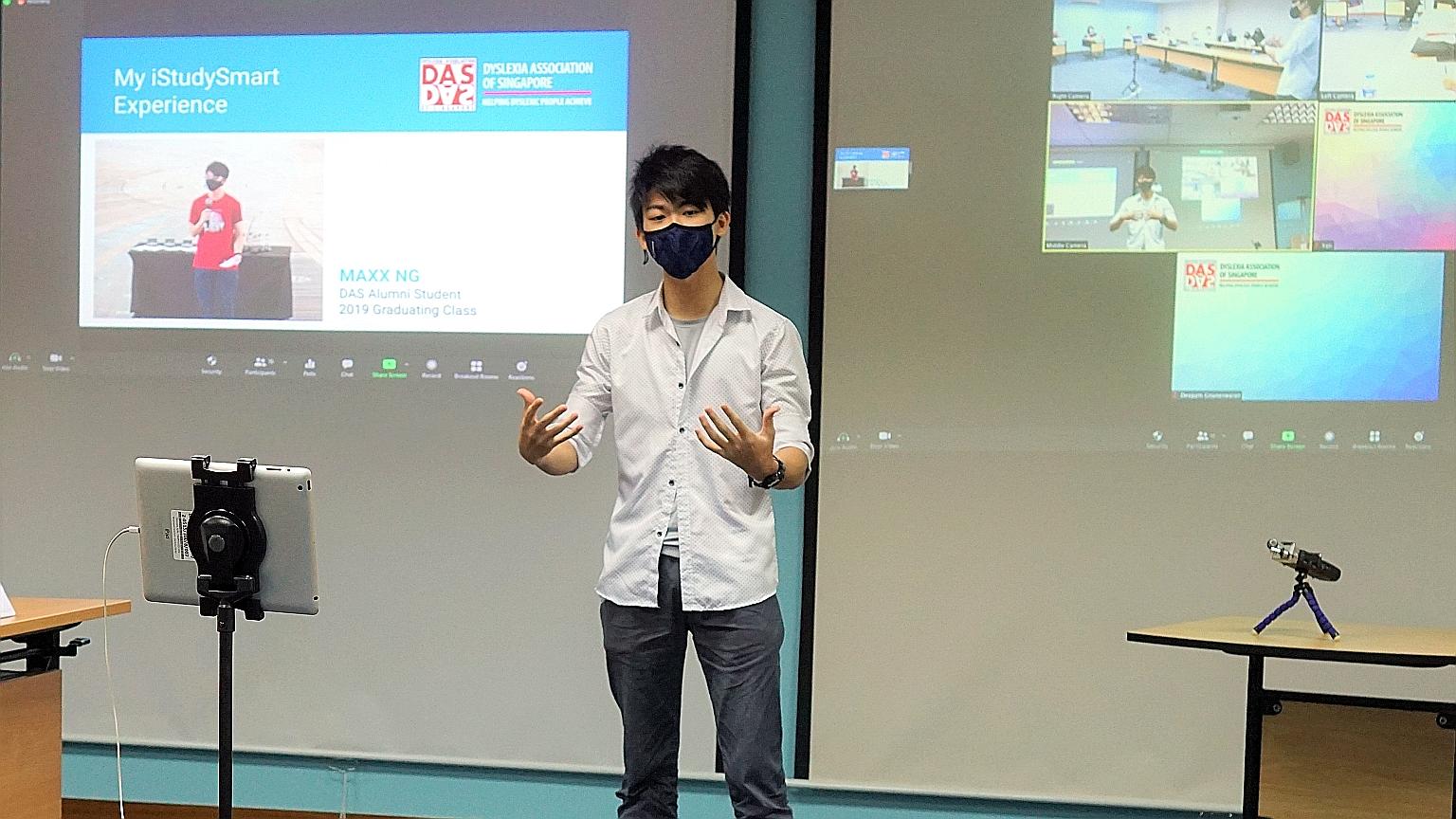 ITE student Maxx Ng, 18, has benefited from iStudySmart, an e-learning programme that provides post-secondary support to dyslexic students. PHOTO: DYSLEXIA ASSOCIATION OF SINGAPORE
