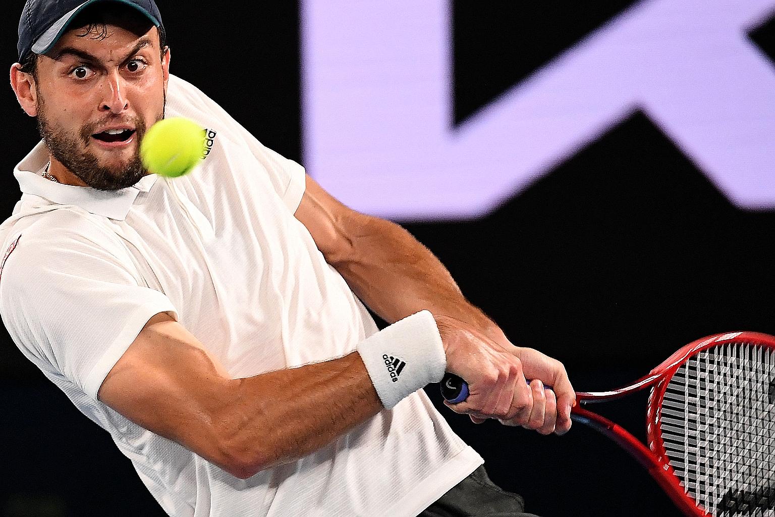 Russian Aslan Karatsev at last month's Australian Open, where he reached the semi-finals. His maiden Tour title in Dubai on Saturday is set to see him rise further in the rankings from 42nd.