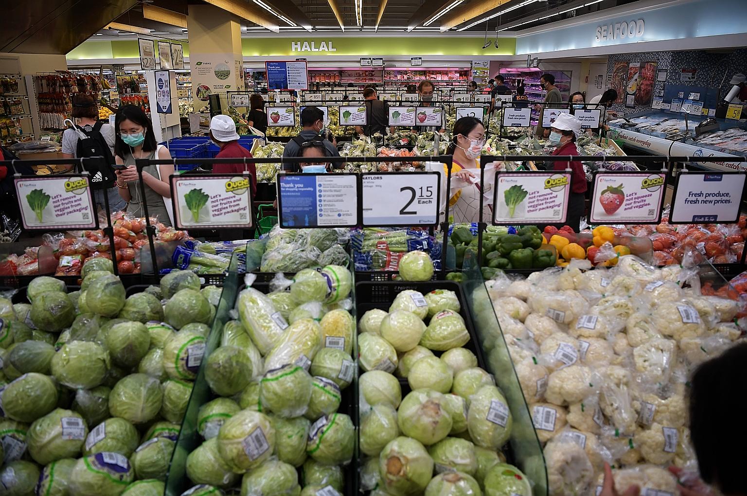 Food inflation edged up to 1.6 per cent last month, as prices of non-cooked food saw a steeper increase. The return of positive year-on-year inflation also suggests the reintroduction of higher prices in Singapore's basket of goods and services that