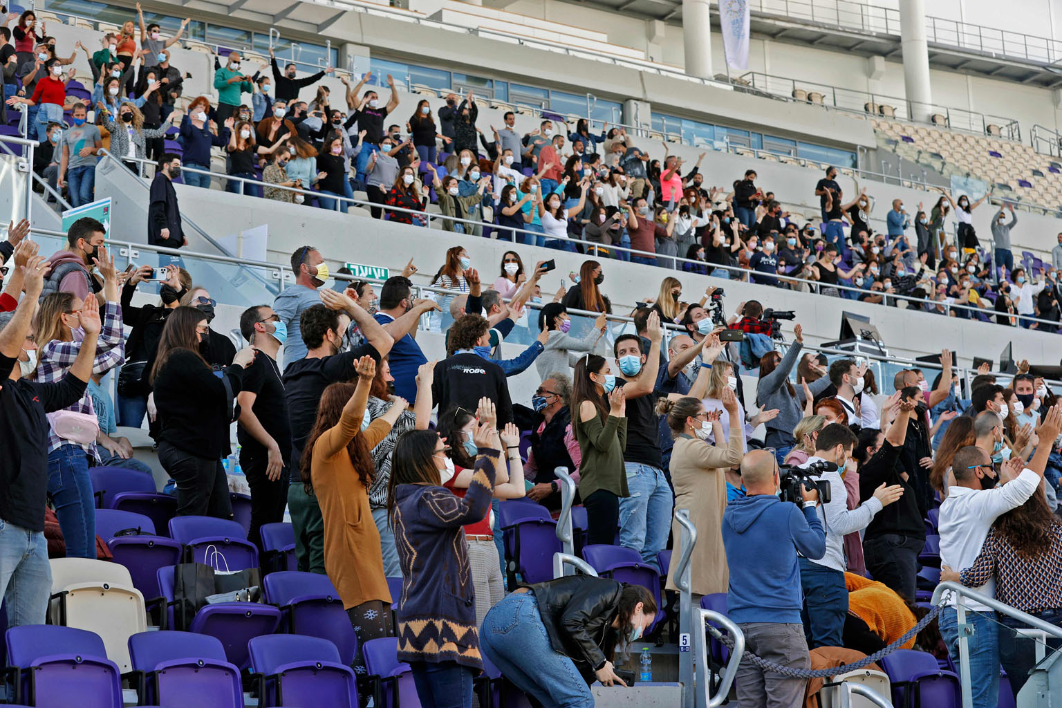 People at a concert in Tel Aviv, Israel, early this month, organised for those who have been vaccinated against Covid-19. As at Sunday, more than 55 per cent of the country's nine million population had received at least one dose of the Pfizer-BioNTe