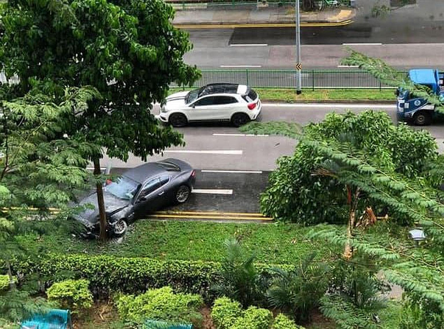 The Maserati crashed into a tree near Block 106 Lorong 1 Toa Payoh yesterday afternoon. The police said the 30-year-old male driver refused to be taken to the hospital.