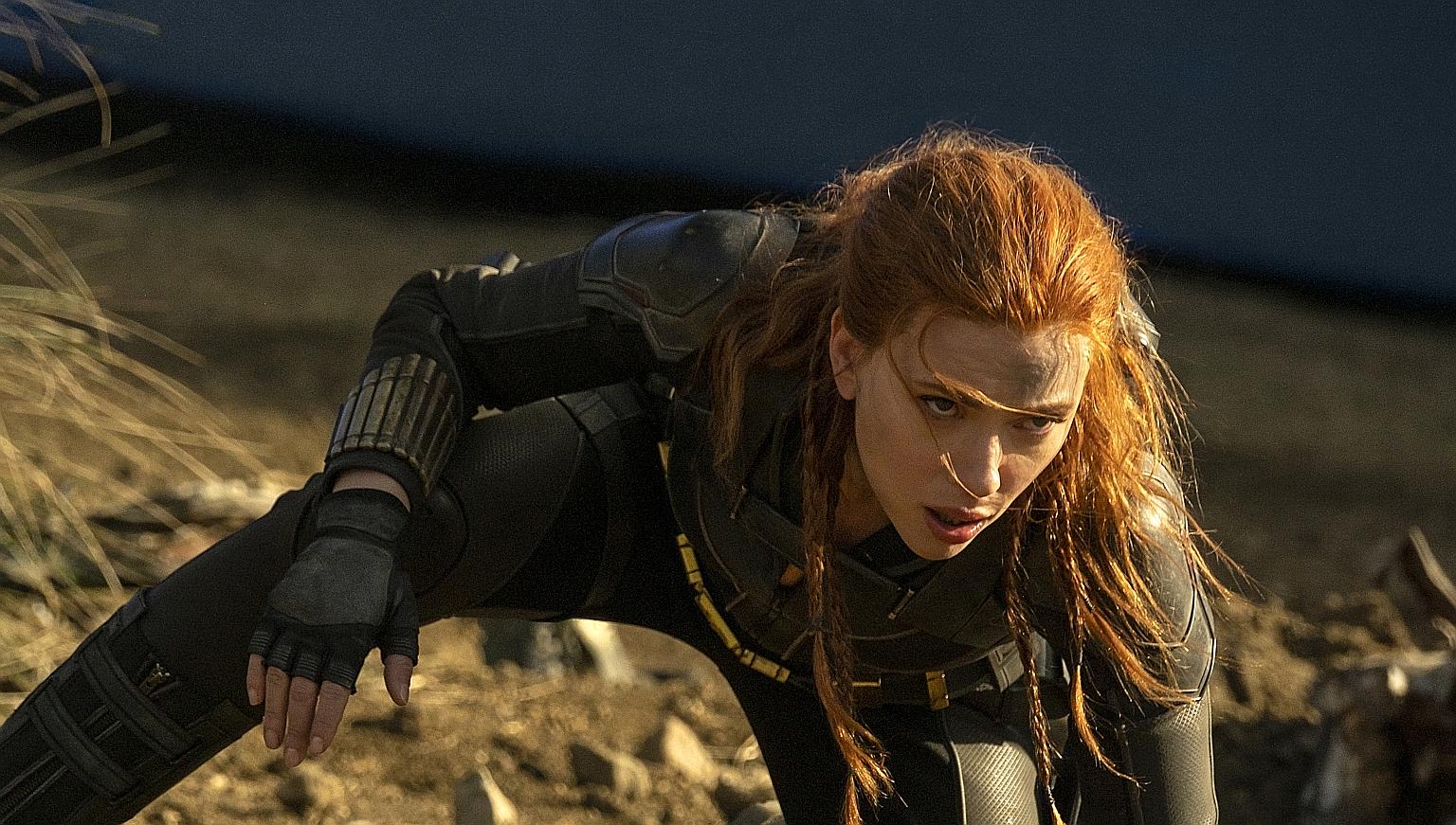 Black Widow stars Scarlett Johansson (above) as the Russia-born spy-turned-superhero.