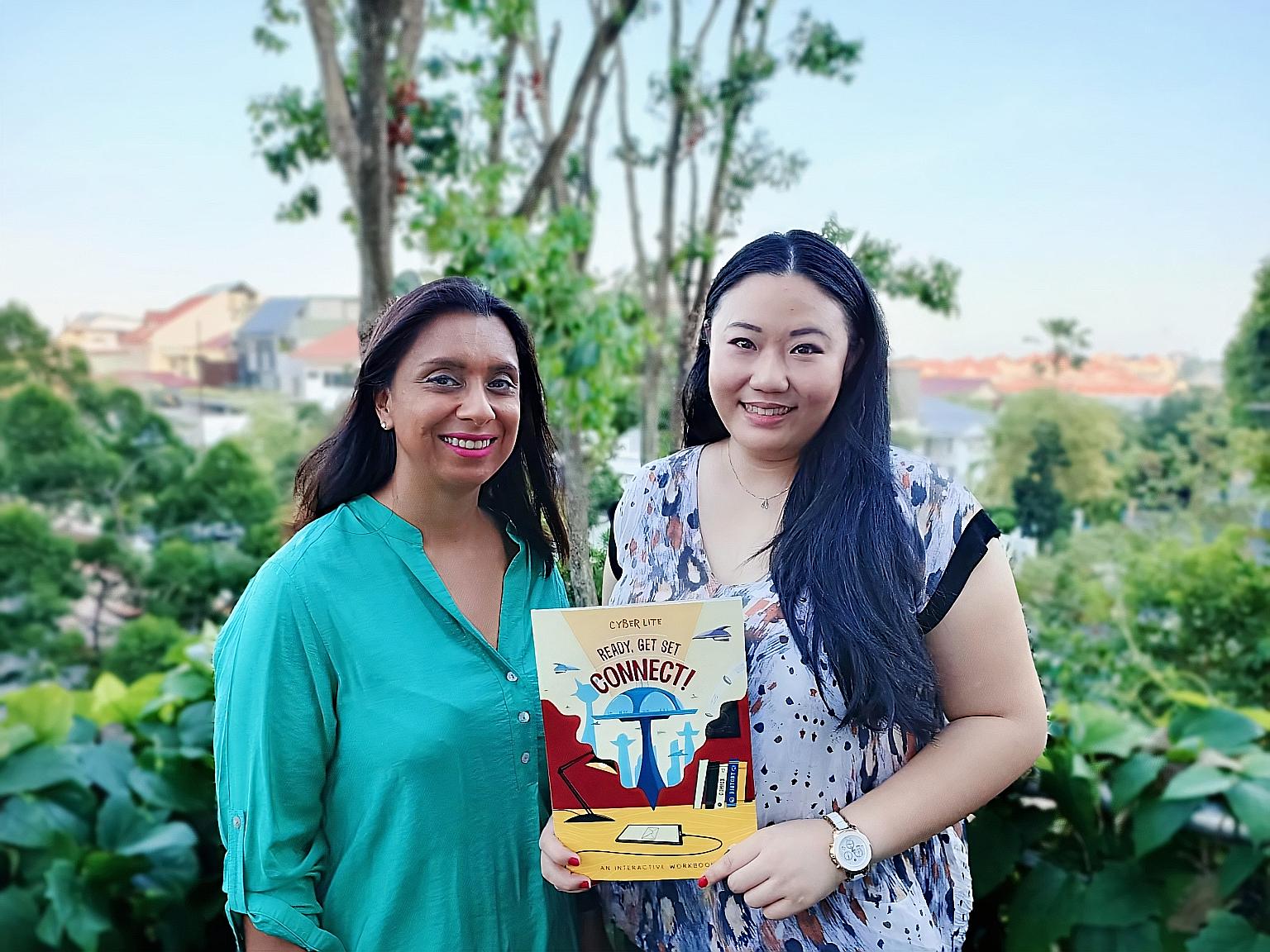 Nina Bual (left) and Michelle Yao, founders of Cyberlite Books, came up with activity book Ready, Get Set, Connect! for parents and their children to discuss online safety.