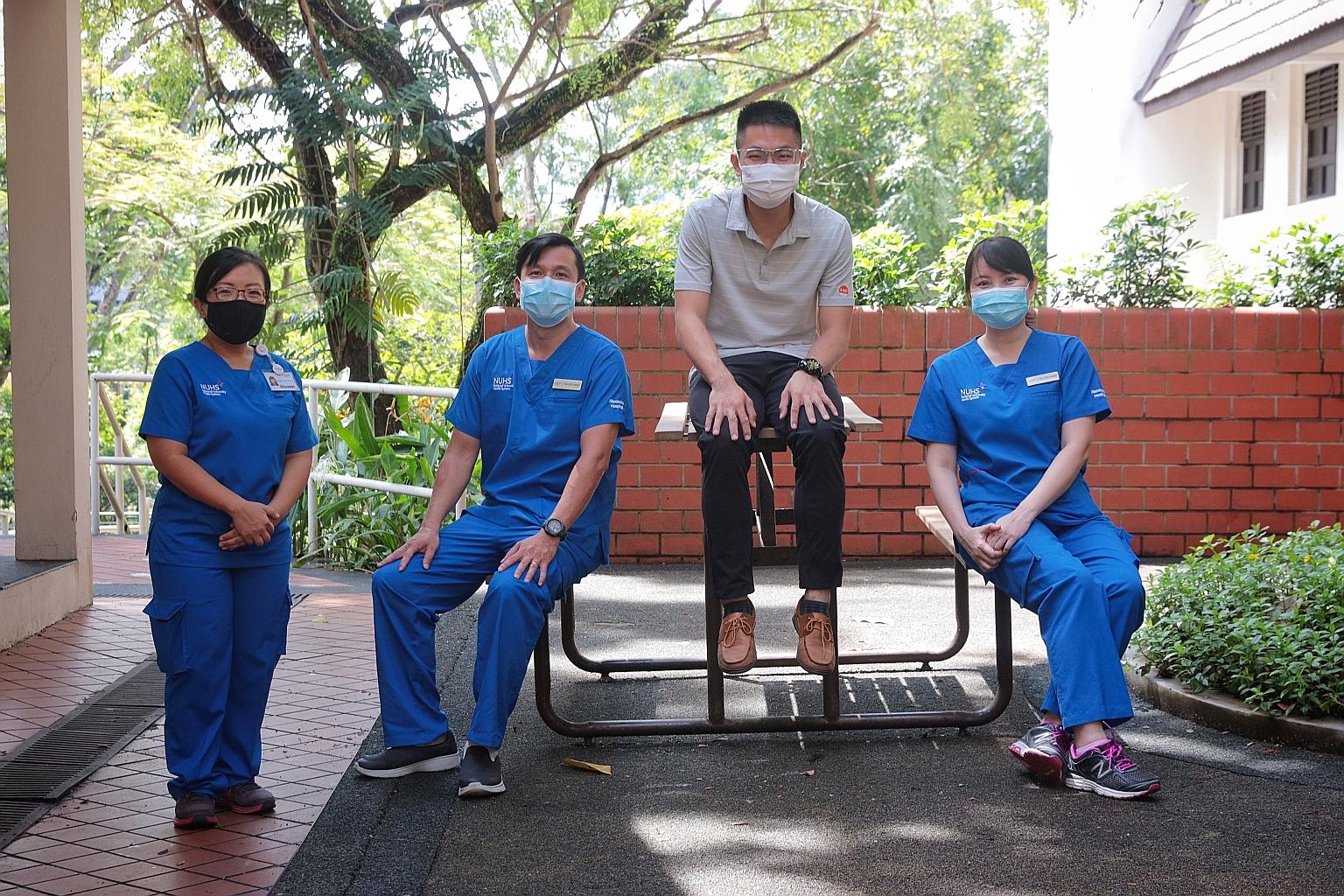 From left: Alexandra Hospital chief nurse Margaret Lee; nurse manager Kelvin Chong; a recovered Covid-19 patient who wanted to be known only as Mr Ng; and senior nurse Tan Poh Hoon. The nurses' experiences are part of a new book, Missy Reflections (b
