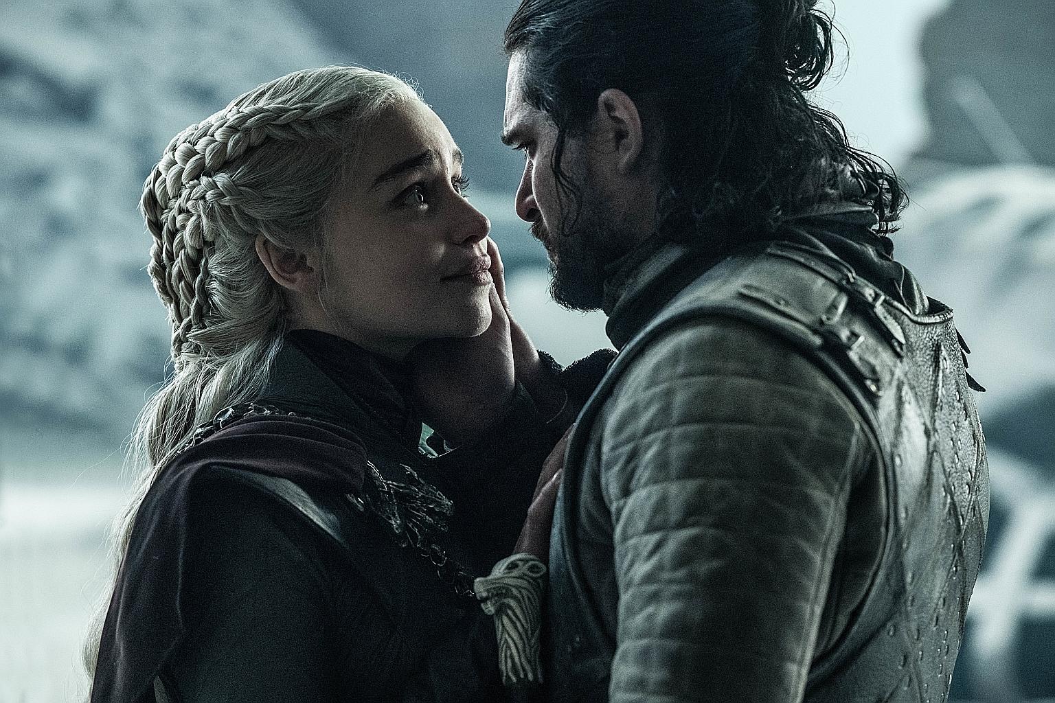 Emilia Clarke and Kit Harington (both above) in the Game Of Thrones HBO series. Author George R.R. Martin says the stage production will feature many of the iconic characters from the books and the series.