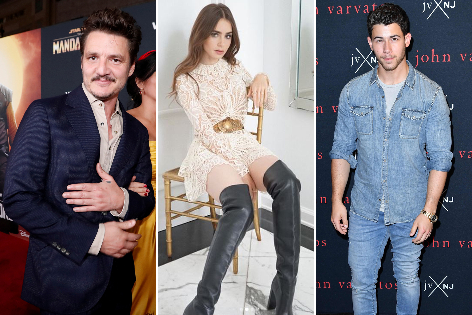 Calls' star-studded cast includes (from far left) Pedro Pascal, Lily Collins and Nick Jonas.
