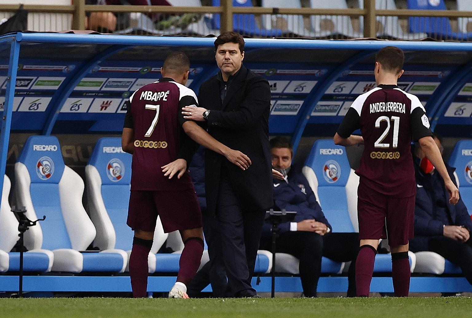 PSG coach Mauricio Pochettino, with the aid of team stalwarts Kylian Mbappe and Ander Herrera, will look to complete the job against European champions Bayern Munich in the second leg of their quarter-final in Paris. PHOTO: REUTERS
